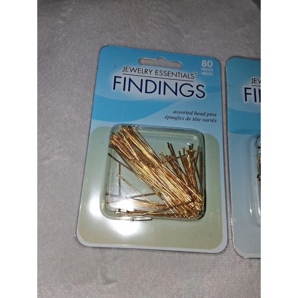 Jewelry Essentials Gold Tone Head & Eye Pins Findings 170 Pieces Craft Supply